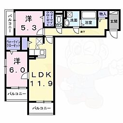 メゾンボヌール 2LDKの間取図画像