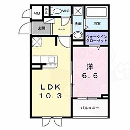 メゾンボヌール 1LDKの間取図画像