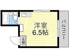 喜志マンション ワンルームの間取図画像