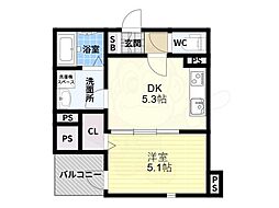 Lino久宝寺 1DKの間取図画像