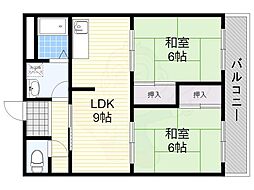 安井マンション 2LDKの間取図画像
