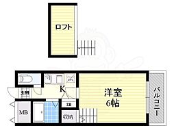 ミューシャマンション ワンルームの間取図画像