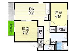 セピアコートB棟 2DKの間取図画像