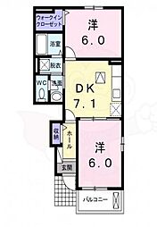 マーガレットハウス 2DKの間取図画像