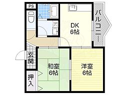グレース北山本 2DKの間取図画像