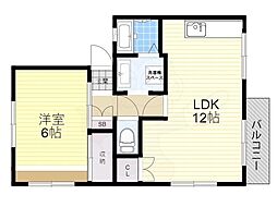ドミール島泉C棟 1LDKの間取図画像