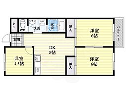 コーポ柏原 3DKの間取図画像