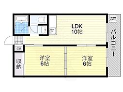 藤ケ丘ハイツ 2LDKの間取図画像