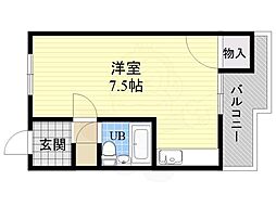 ライズワン富田林レジデンス1 ワンルームの間取図画像