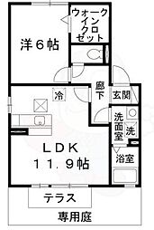 ラ・ミュー久宝寺1 1LDKの間取図画像