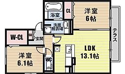 グラシューズ 2LDKの間取図画像