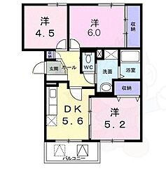 サンガーデン北川2 3DKの間取図画像