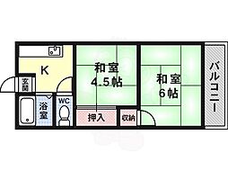 森岡マンション2号 2Kの間取図画像