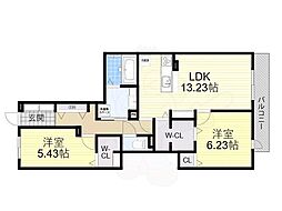 シエルクレール 2LDKの間取図画像