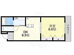 kukuluEXE古市 1DKの間取図画像