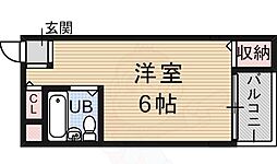 ロイヤルハイツ川西 ワンルームの間取図画像