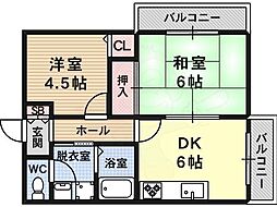 エトワールすみいち 2DKの間取図画像