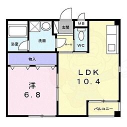 カーサセレノ 1LDKの間取図画像