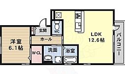 レフィナードKHY2 1LDKの間取図画像