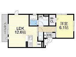 レフィナードKHY2 1LDKの間取図画像