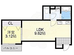 エフスタイル藤井寺・林6丁目 1LDKの間取図画像