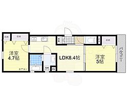 クリエオーレ南新町 2LDKの間取図画像
