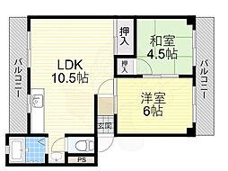 パルコートタナカ 2LDKの間取図画像