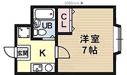 オレンジハウス3 1Kの間取図画像