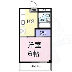 光ハイツ杉本 1Kの間取図画像