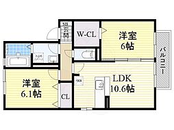 ヴィスタリアハイムC 2LDKの間取図画像