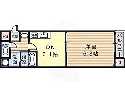 ステラウッド清州 1DKの間取図画像