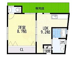 コーポウエムラ 1LDKの間取図画像