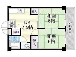 宮町コーポラス 2DKの間取図画像