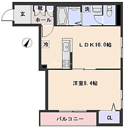モン・シェリ高松 2階1LDKの間取り