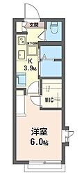 エスポワール 1Kの間取図画像
