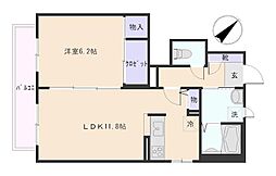 カサベルデ 1LDKの間取図画像