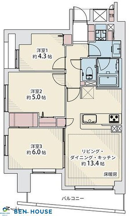 ・JR南武線「平間」駅徒歩3分!駅まで平坦な道のり、ベビーカーでのお出かけも安心です・角部屋につき2面採光で日当り、通風良好です・新規リノベーション!水回り一新、LD床暖房、クロス張替
