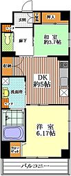 せせらぎ 4階2DKの間取り