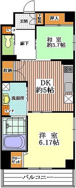 せせらぎ 404｜東京都葛飾区細田５丁目(賃貸マンション2DK・4階・40.83㎡)の写真 その2
