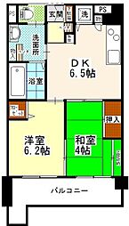 エスタシオン高砂 2階2DKの間取り