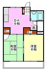 カーサＫ 2階2DKの間取り
