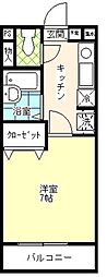ソレアード平井 1Kの間取図画像
