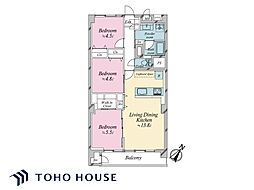 三鷹ナショナルコート 3LDKの間取図画像