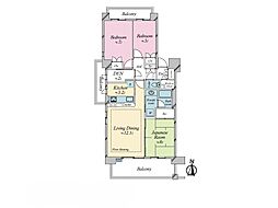 ルネ三鷹エアリーコート 3LDKの間取図画像