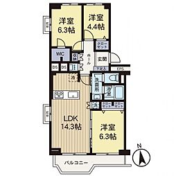 ドルフ青葉台3号棟 3LDKの間取図画像