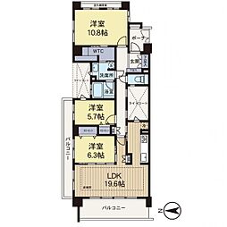 クレッセントグランコート 3LDKの間取図画像