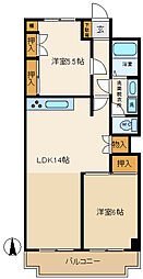 マンションフェニックス 1階2LDKの間取り