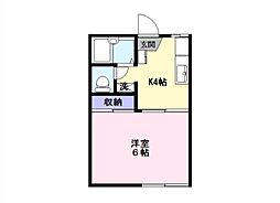 ハウス朝日 1Kの間取図画像