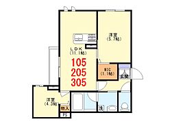 シャーメゾン新所沢 2LDKの間取図画像
