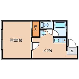 パールハイツ 1Kの間取図画像